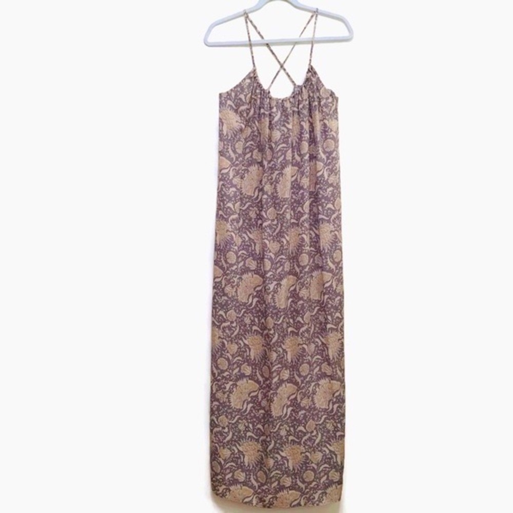 VINCE Maxi Dress in Gray and Tan Paisley-Med